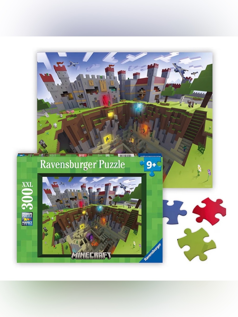 Ravensburger Minecraft Castle Puzzle - Green, Blue, Red
